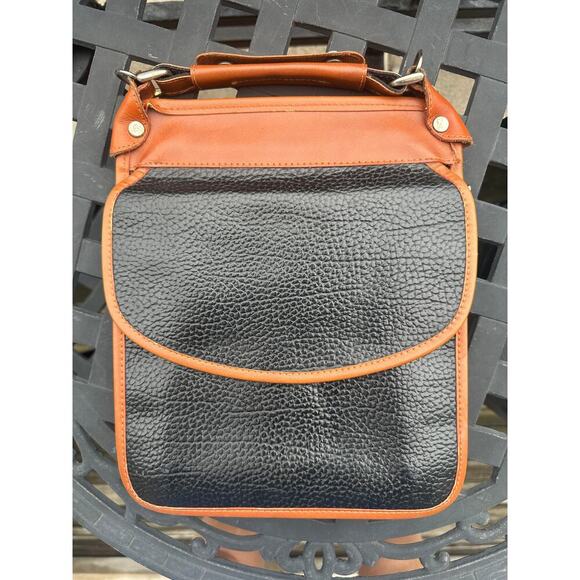 Vintage Dooney & Bourke All Weather Leather Satchel Black Tan Trim USA READ - Picture 2 of 9